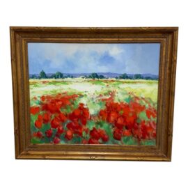 Artist Benjami Framed Acrylic " Poppies". Original Price: $1,500