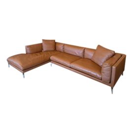 Giorgio Soressi for Erba for Design Within Reach Two Piece Como Leather Sectional. Original Price: $21,945