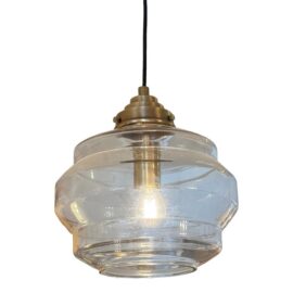 Vintage Style Glass + Brass Pendant Light