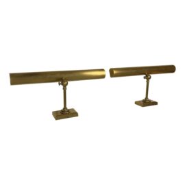 Visual Comfort Chapman + Myers Cabinet Makers Brass Picture Lights, a Pair. Original Price: $800