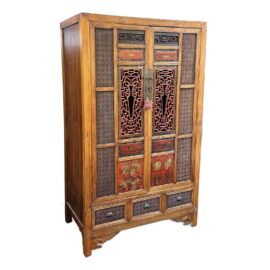 Antique Chinese Hand Painted and Fretwood Cabinet, Modified. Original Price: $3,000