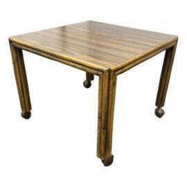 Mid 20th Century John + Elinor McGuire Burnished Bamboo Side Table on Refurbished Casters