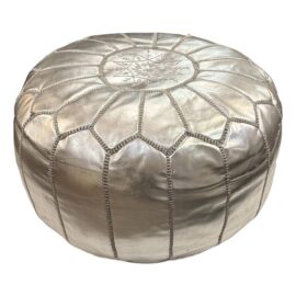Moroccan Pouf in Metallic Faux Leather