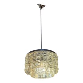 Faceted Kinkeldey Style Cut Glass Pendant Chandelier