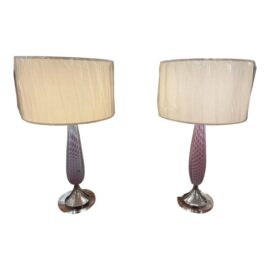 NEW DWM Maloos Custom Design Opalescent Murano Table Lamps, Pair