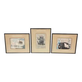 Vintage Chinese Mogao Cave Painting Prints, Set of Three