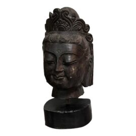 Vintage Guanyin Bronze Sculpture on Wood Stand