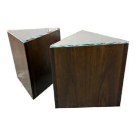 Michael Merrill Design Studio Custom Made Triangular Side Tables + Glass Surface, a Pair