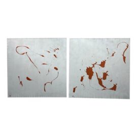 Circa 2014 Untitled Paintings Signed by Artist L. A., Pair