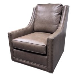 NEW Taylor King Larsen Swivel Leather Wingback Lounge Chair. Original Price: $4,700