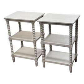 Privilege International Vendee Taupe 3 Tier Accent End Tables, a Pair. Original Price: $300