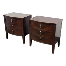 Ethan Allen Bow Front Nightstands, a Pair