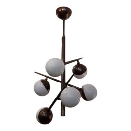 Arteriors Linkka Modern Bronze Finish + Opal Glass Chandelier. Original Price: $1,950