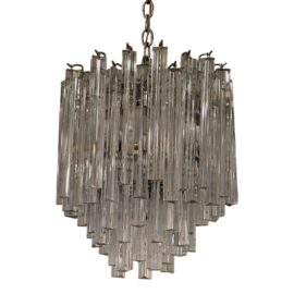 Underwriters Laboratories Vintage Crystal Cascade Chandelier Attributed to Venini.