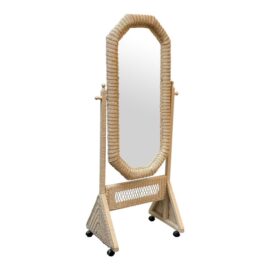 Henry Link Cheval Rattan Rotating Floor Mirror + Casters