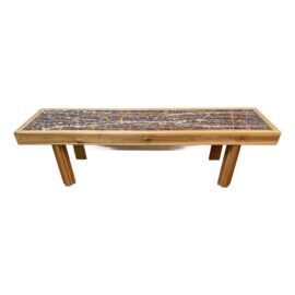 Peter Keresztury Hand Painted Abstract Bench + Coffee Table