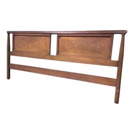 Circa 1960's Eastern King Size John Stuart for Mount Airy Janus Collection Walnut Headboard