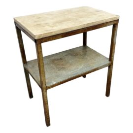 Vintage Industrial Wood Metal Side Table, in/Outdoor Use