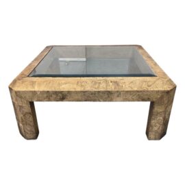 Mid 20th Century Mappa Golden Oak Burl Wood Coffee Table