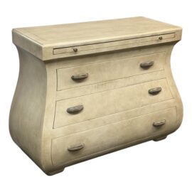 20th Century Maitland Smith for Henredon French Provincial Bisque Bombe Leather Wrapped Chest. Original Price: $1,400