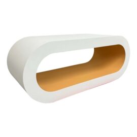 Zespoke Oval White Lacquer + Orange Loop Wall Shelf /Low Media Stand
