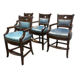 Parish Co. Custom Design Mig & Tig Swivel Counter Stools, a Set of Four. Original Price: $4,500