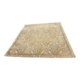 9ft X 10ft 2in Stark Gold + Cream Hand Knotted Area Rug. Original Price: $10,000