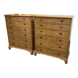 Vintage Six Drawer American Oak Veneer Dressers, a Pair