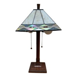 Mission Style Slag Glass Table Lamp