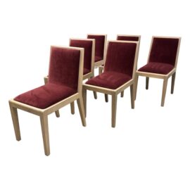 Custom Design Crimson Mohair Madison Dining Chairs, Set of Six. Original Price: $5,400
