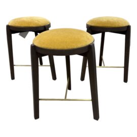 Custom Design Amber Mohair Counter Stools, Set of Three. Original Price: $2,325