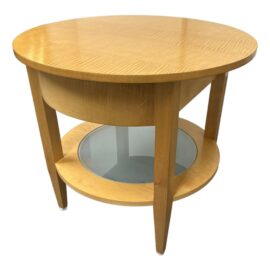 Post Modern Flame Maple Round End Table