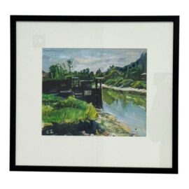 Original Oil Painting of Riverbend, Framed & Signed by Artist C. Z.