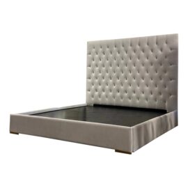 Eastern King Restoration Hardware Diamond Tufted Panel Fabric Storage Bed Frame. Original Price: $4,500