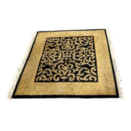 5ft4in × 5ft9in in Aga John Traditional Square Gold + Black Area Rug