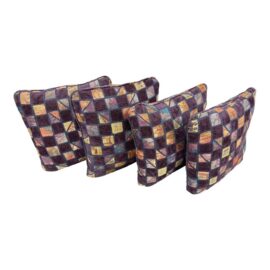 Custom Purple Checkerboard Chenille Abstract Print Pillows, Set of Four