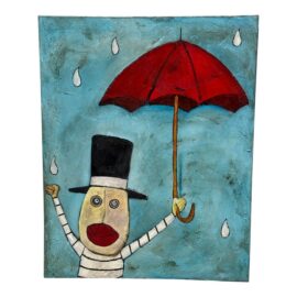 Tim Weldon "Red Umbrella" Original Gallery Wrapped Canvas Painting