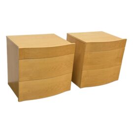 Maple Wood Three Drawer Nightstands, A Pair