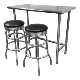Advanced Tabco Stainless Steel Work Bench Table + Industrial Vinyl Stools, Set