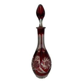 In the Style of Ajka Natchmann Ruby Red Bohemian Decanter