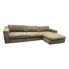 Microfiber Suede L-Shape Chaise Sectional + Inset Bookshelves