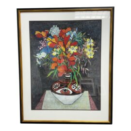 Circa 1992 Flowers in Vase by Chinese Artist Signed Lithograph