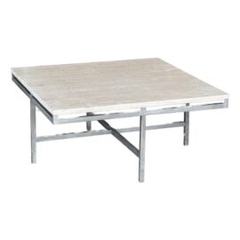 Hammary Square Travertine + Steel Coffee Table. Original Price: $900