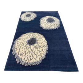 6ft X 8ft 9in Warp + Weft Navy Blue + Chrysanthemum Print Area Rug. Original Price: $9,500