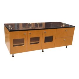 Custom Design Contemporary Granite + Maple Media Credenza. Original Price: $5,500