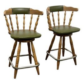 Mid 20th Century Chatham County West Furniture Swivel Counter Stools, a Pair