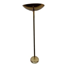 Vintage Post Modern Torchiere Brass Floor Lamp