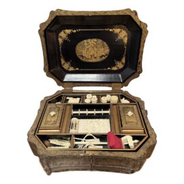 19th Century Chinese Lacquered Hand Sewing Box