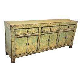 Ming Style Chartreuse Distressed Side Board. Original Price: $2,700