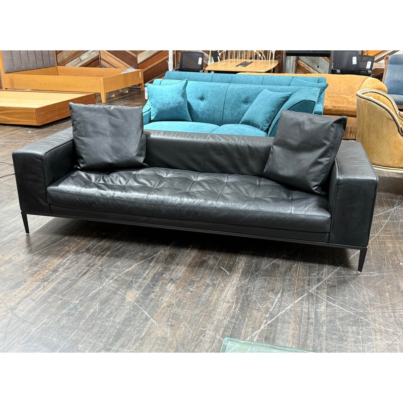 Antonio Citterio B&b Italia Maxalto Simplice Black Leather Sofa